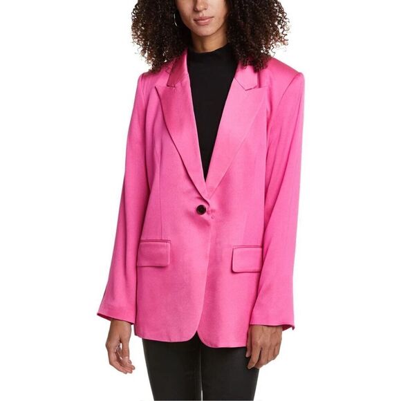 A.L.C. Bishop Il Peak Lapel Satin Blazer in Hot Pink Size 8 - Picture 3 of 12